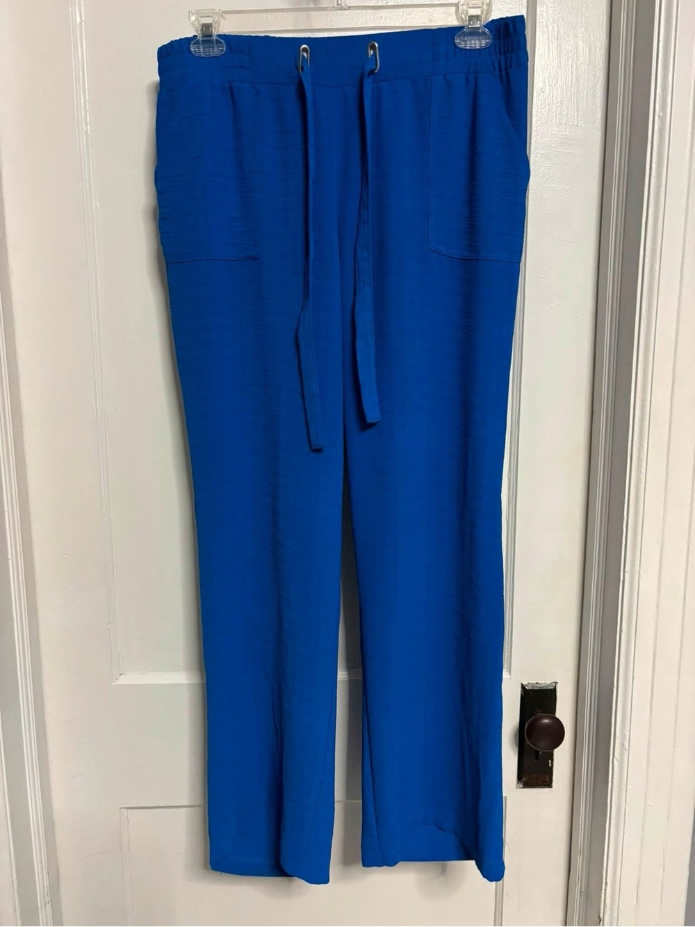 Wide-Leg Drawstring Pants in Cobalt Blue